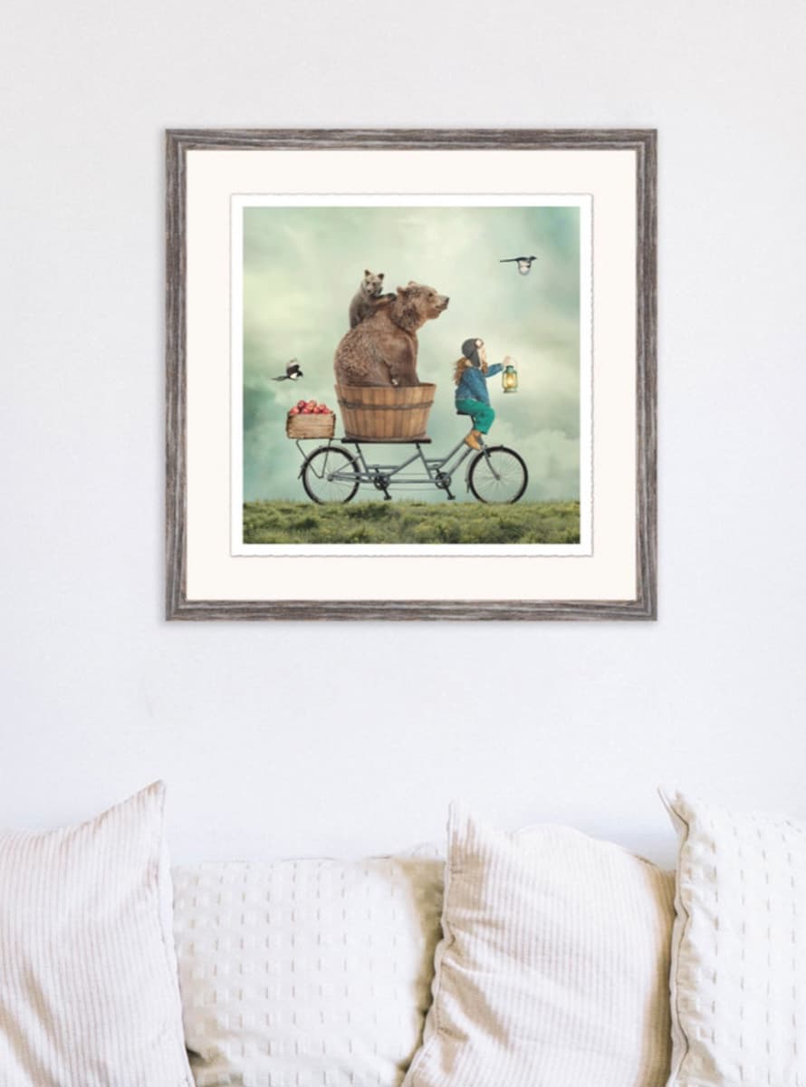 Bear With Me in Barnwood frame on wall