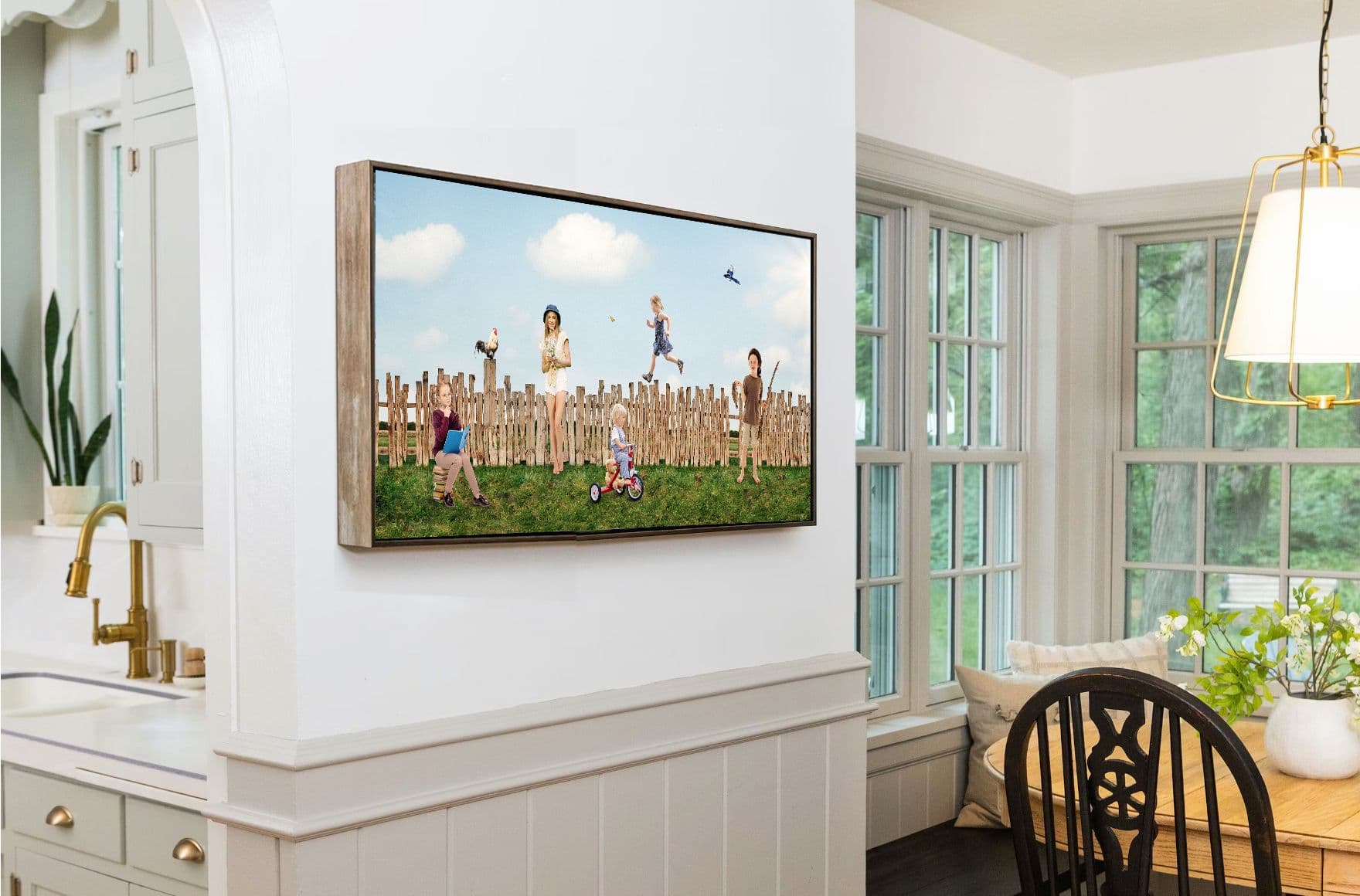 Grandkids farm portrait displayed in a kitchen — Dana Klein family portrait photography, Park City Utah